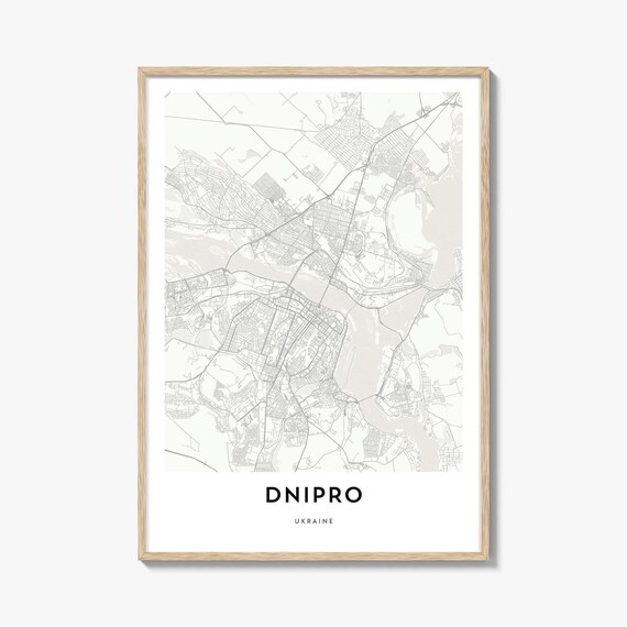 Dnipro Ukraine Minimalist City Map Line Art Wall Decor Print