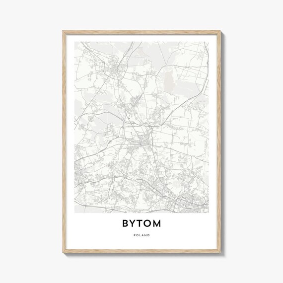 Bytom Poland Minimalist City Street Map Black White Gift Poster