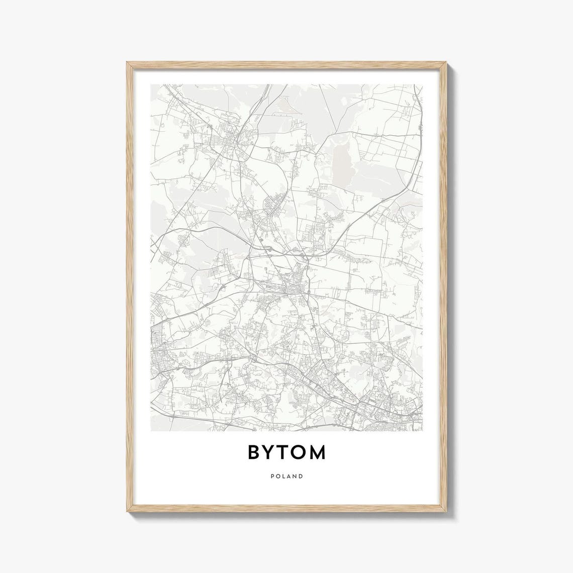 Bytom Poland Minimalist City Street Map Black White Gift Poster