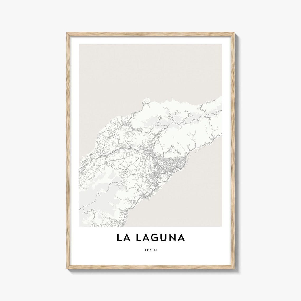 La Laguna Spain Minimalist City Map Poster in Warm Beige Street Style