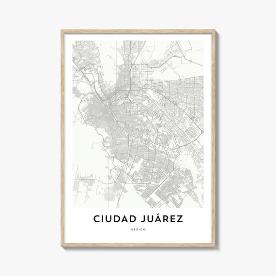 Ciudad Juarez Mexico Minimalist City Street Map Poster for Modern Home Decor