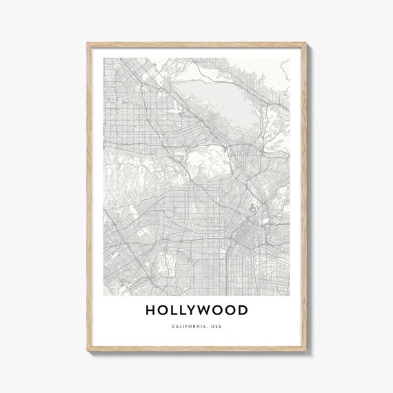 Hollywood California USA Minimalist City Map Line Art Poster