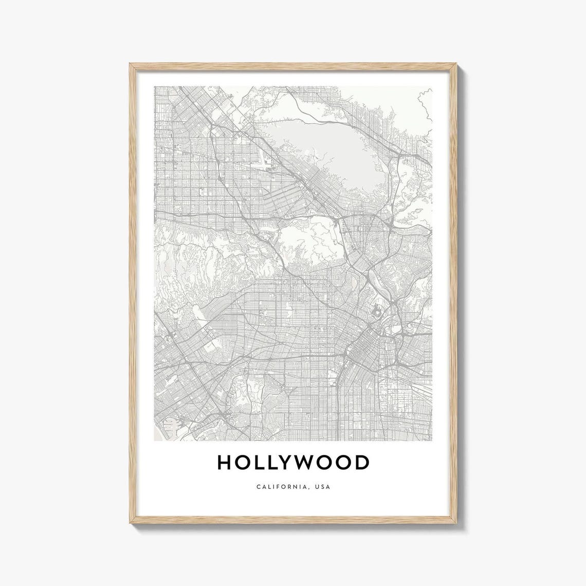 Hollywood California USA Minimalist City Map Line Art Poster