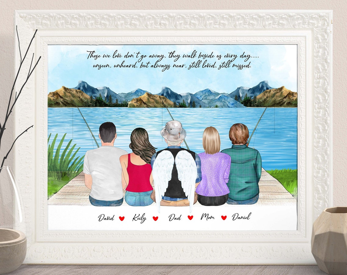 Grandfather In Heaven Memorial Personalized Memorial Fishing Print Fishing Wall Art Missing Dad Loss Of Grandpa Granddad Son Christmas Gift