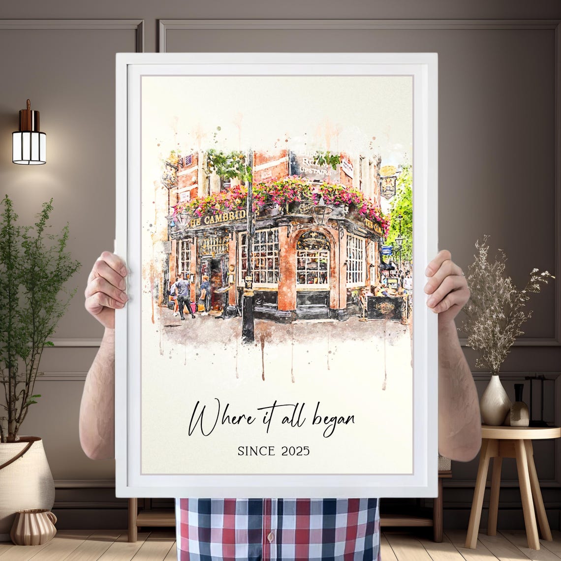 Custom Watercolor Pub Venue Portrait Where It All Began Poster - Image 2