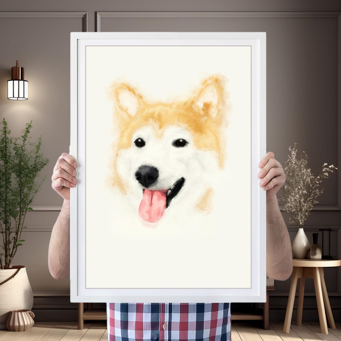 Hand Painted Dog Hand Drawn Dog Framed Dog Portrait Original Dog Portrait From Photo Custom Pet Painting Watercolor Dog Portrait Framed - Image 5