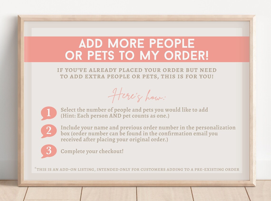 Add Extra People Or Pets To Existing Order