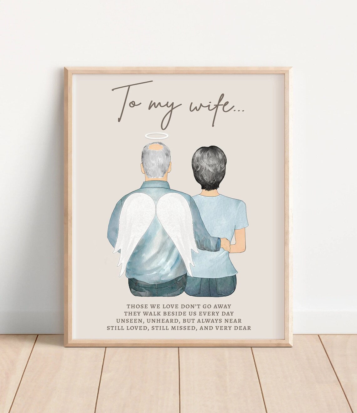 To My Wife Angel Husband In Heaven Memorial Sympathy Gift Poster