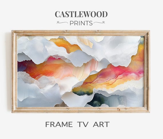 Abstract Watercolor Landscape Art For Frame Tv Rustic Wall Decor Earthy Painting Modern Autumn Colors 14