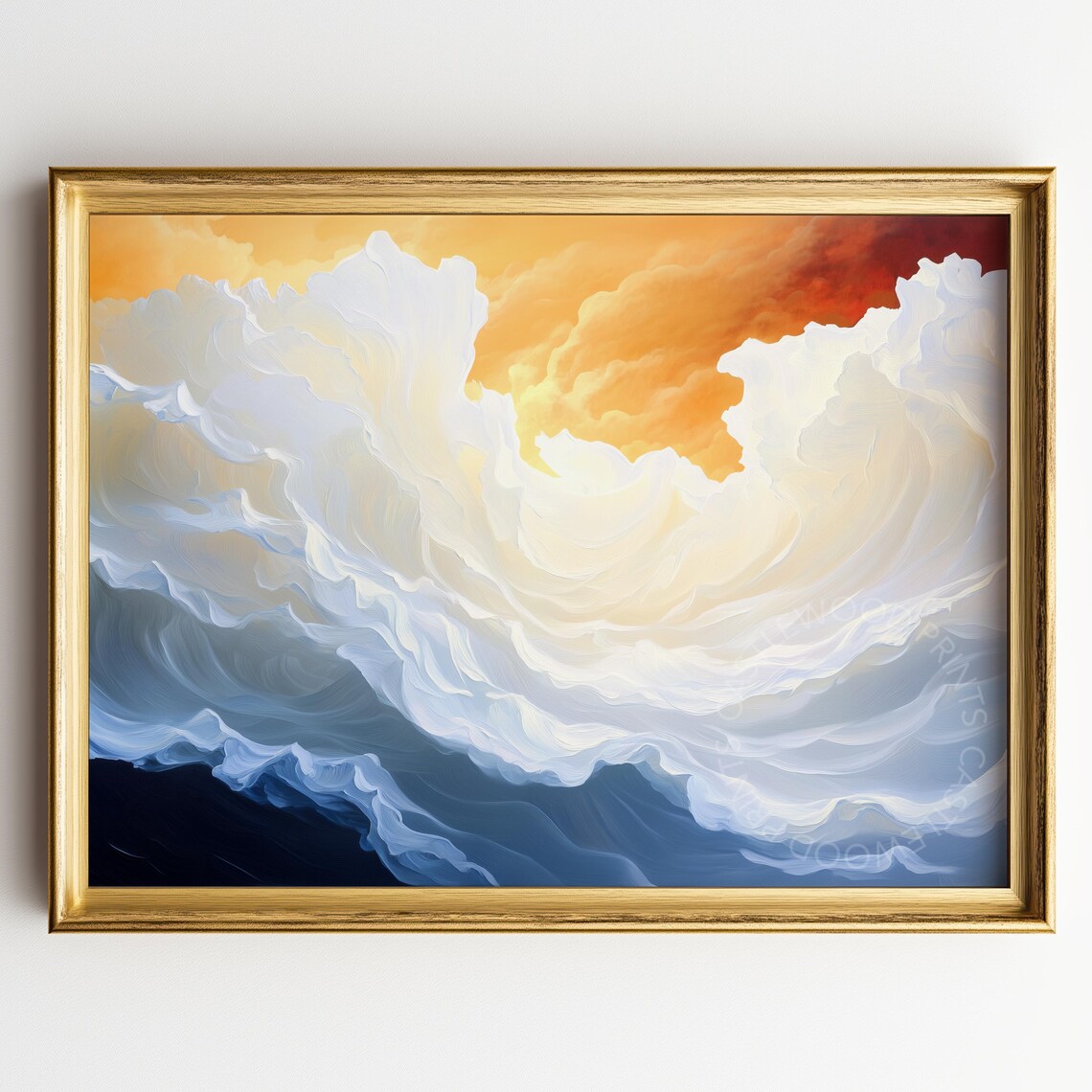 Golden Sky Abstract Cloud Swirl Oil Painting Frame TV Art Print