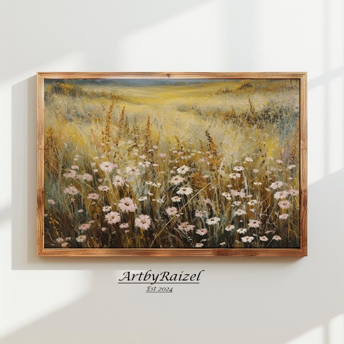 Daisy Wildflower Field Golden Grass Summer Meadow Floral Poster