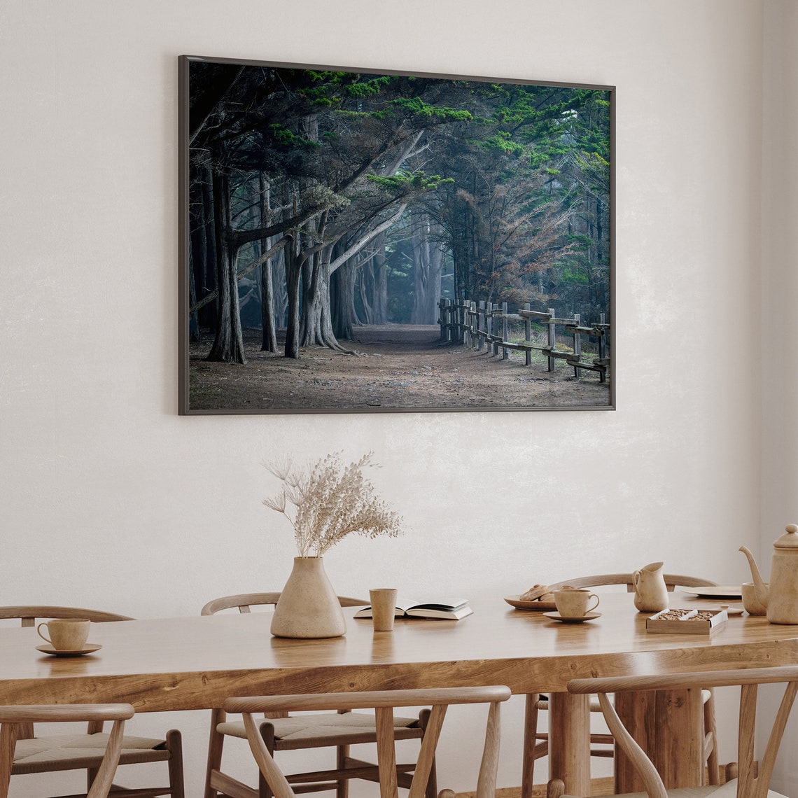 Cypress Tree Tunnel Dark Forest Path Moody Woodland Landscape Print - Image 4