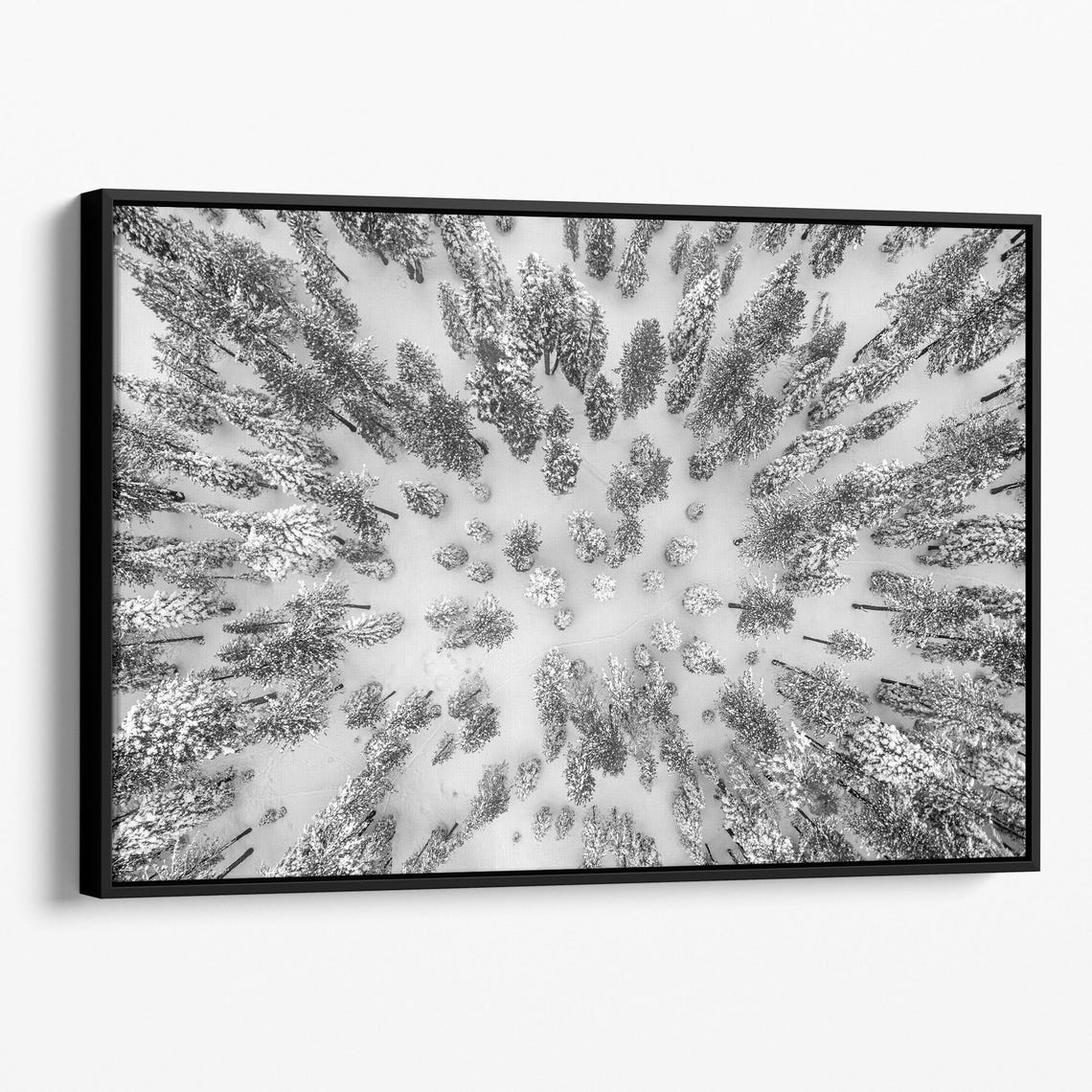 Aerial Snow Covered Pine Forest Winter Top Down Drone Nature Poster - Image 2