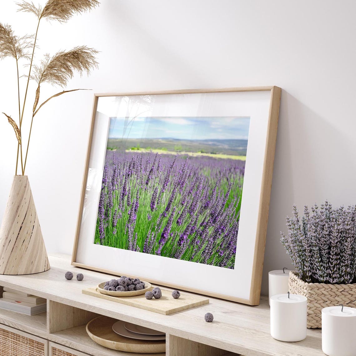 Lavender Field Purple Blooms Rows Countryside Summer Wall Art Poster - Image 3