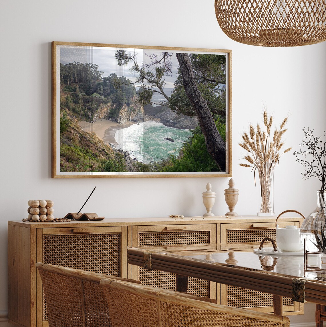 Big Sur California Beach Waterfall Landscape Art Print - Image 4