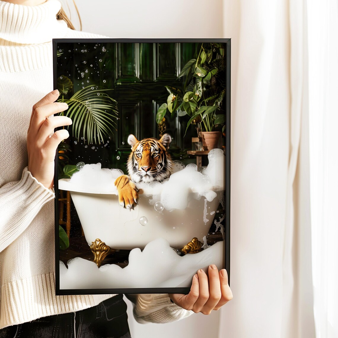Tiger in Bathtub Bathroom Wall Art Poster - Image 4
