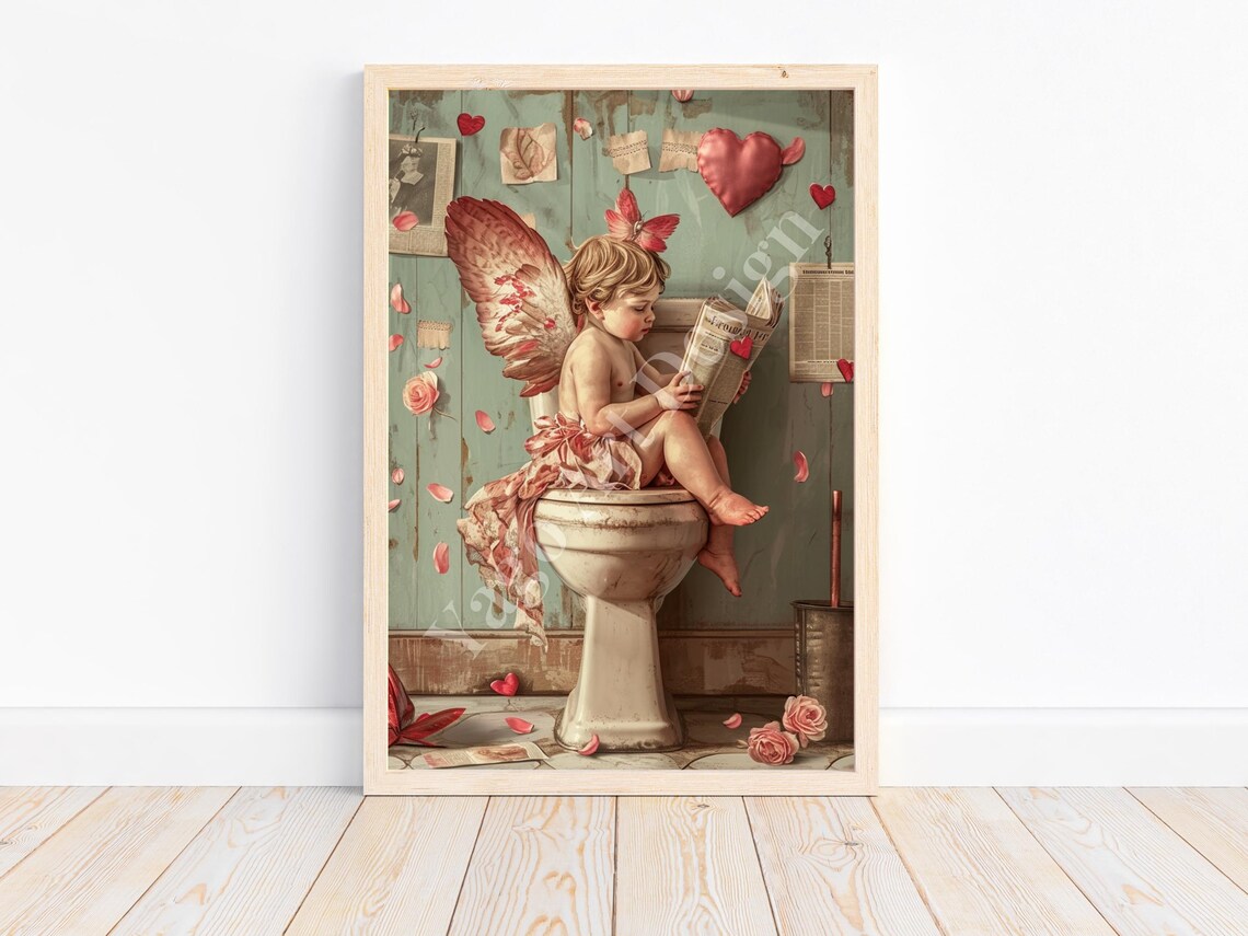 Valentine Cupid Bundle of 3 Art Prints, Bathroom Decor - Image 3