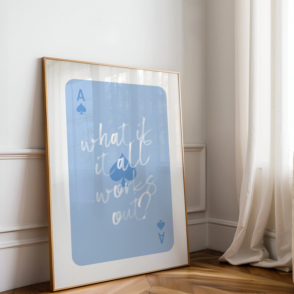 What If It All Works Out Light Blue Ace Of Spades Card Poster - Image 2