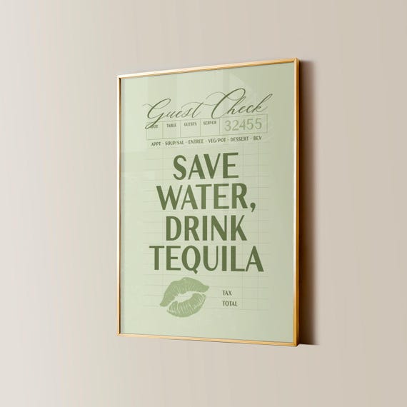 Tequila Bar Cart Retro Kitchen Art Print