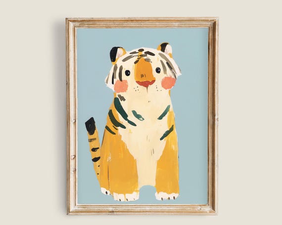 Tiger Art Art Kids Animal Art Cute Tiger Painting Adorable Animal Fun Decor