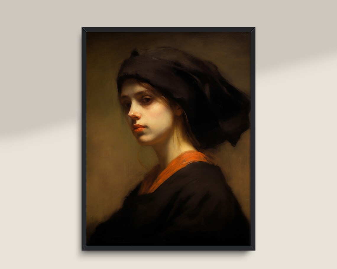 Moody Victorian Woman Portrait, Vintage Art Print - Image 3