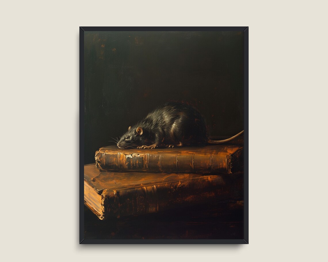 Victorian Books Rat Dark Academia Art Print - Image 3