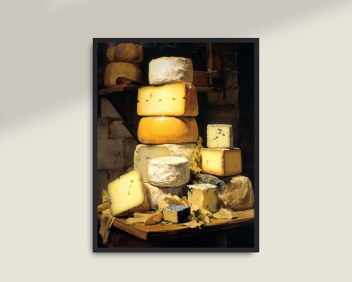 Vintage Cheese Kitchen Art Print, Moody Food Decor - Image 3