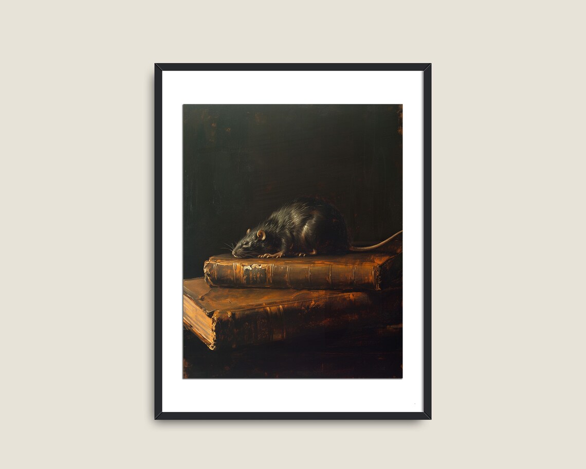 Victorian Books Rat Dark Academia Art Print - Image 2