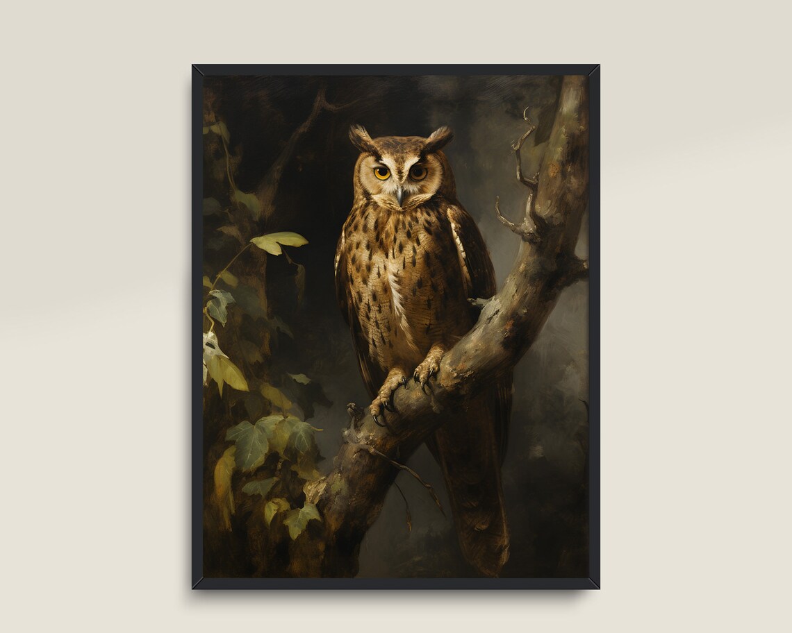 Vintage Owl Dark And Moody Wall Art Print - Image 3