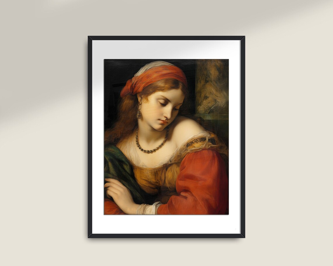 Victorian Woman Portrait Art Print, Dark Academia Decor - Image 2
