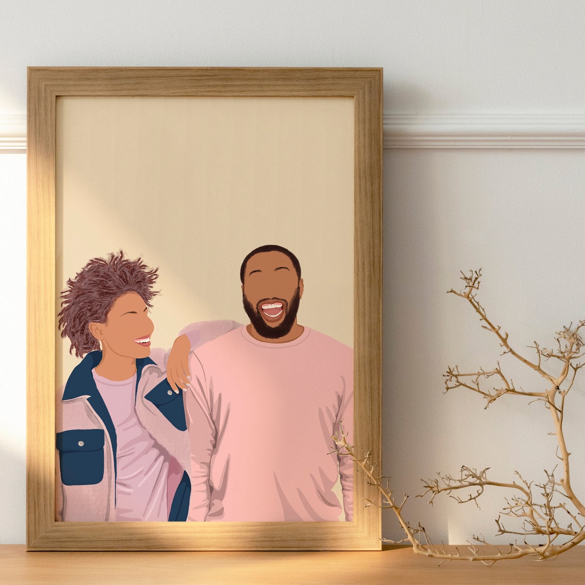 Engagement Gift Couple Portrait Faceless Portrait Print Custom Portrait Friend Illustration Personalized Gift For Her - Image 3