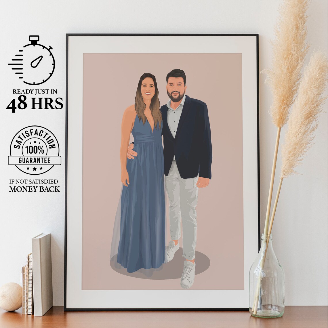 Custom Family Portrait, Minimal Personalized Gift For Him