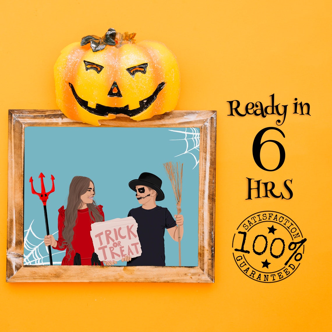 Custom Kids Trick or Treat Halloween Portrait Devil Costume Poster