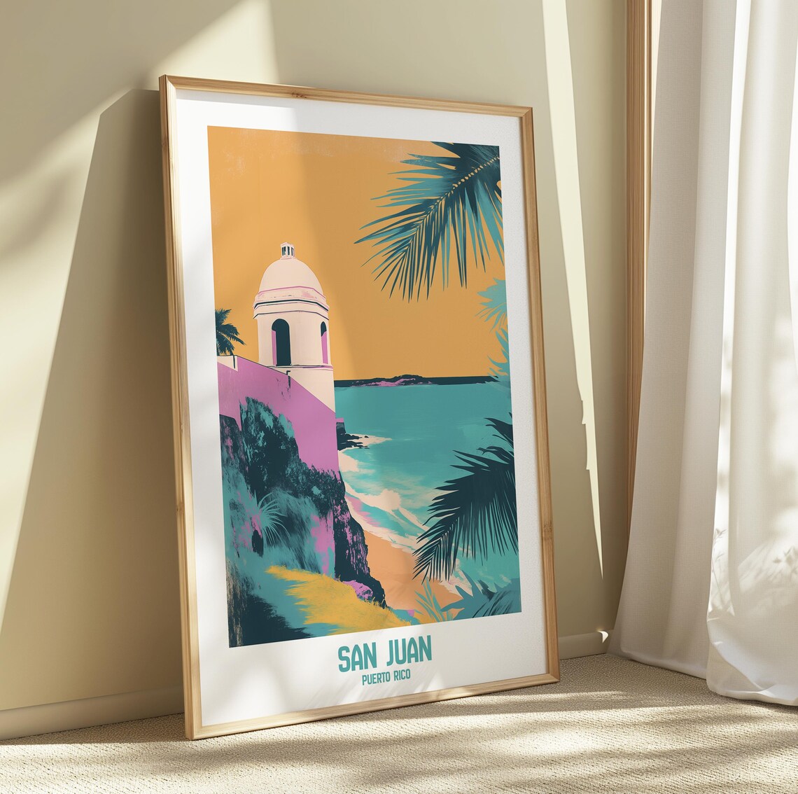 San Juan Puerto Rico Historic Coastal Fort Sunset Beach Poster - Image 5