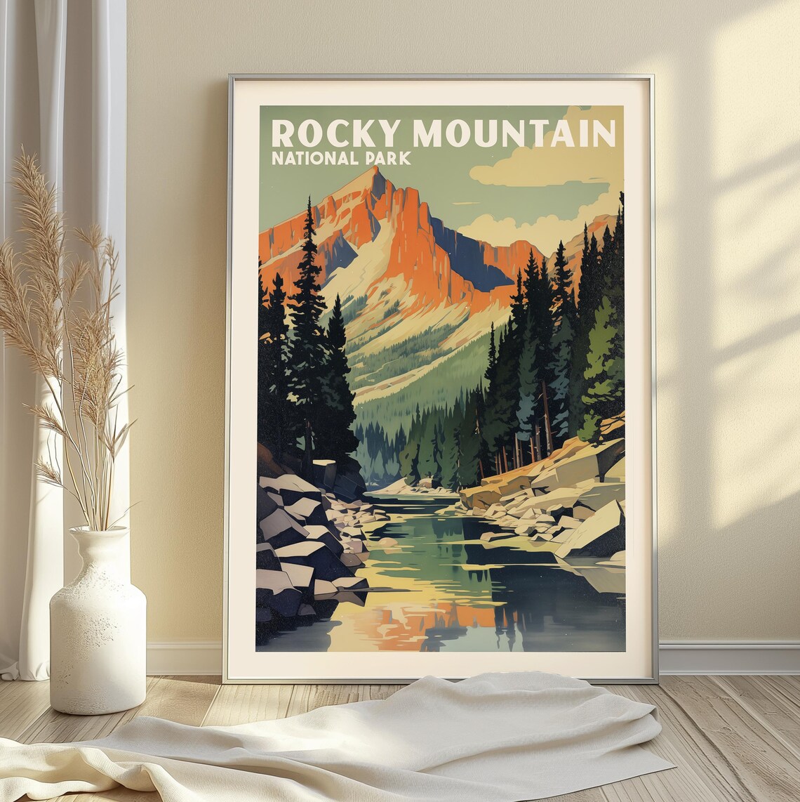 Rocky Mountain National Park Vintage Scenic River Poster