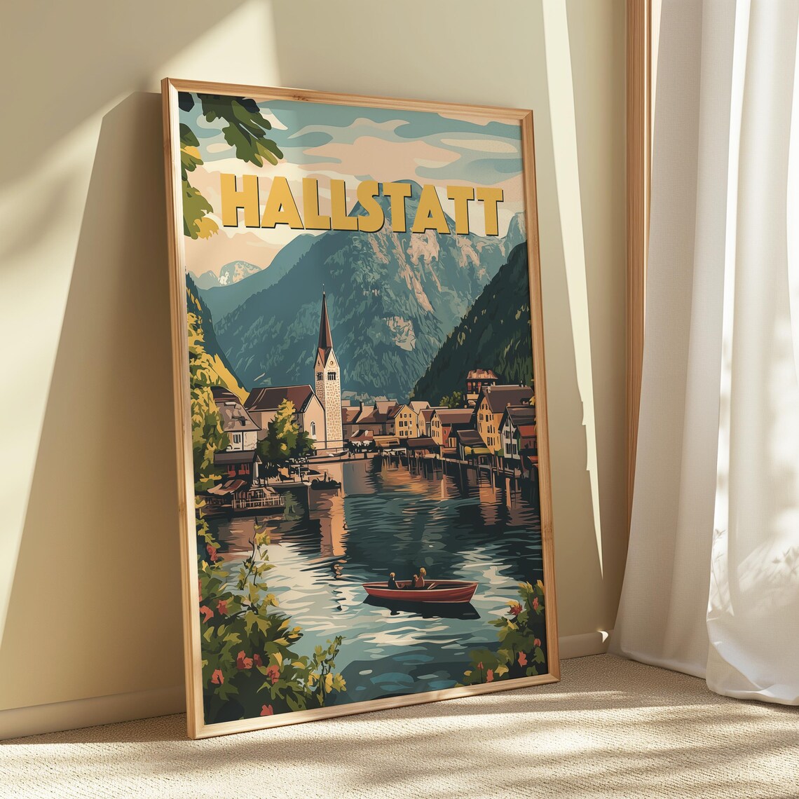 Hallstatt Austria Lakeside Village Church Mountain Lake Poster