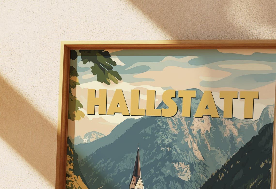 Hallstatt Austria Lakeside Village Church Mountain Lake Poster - Image 4