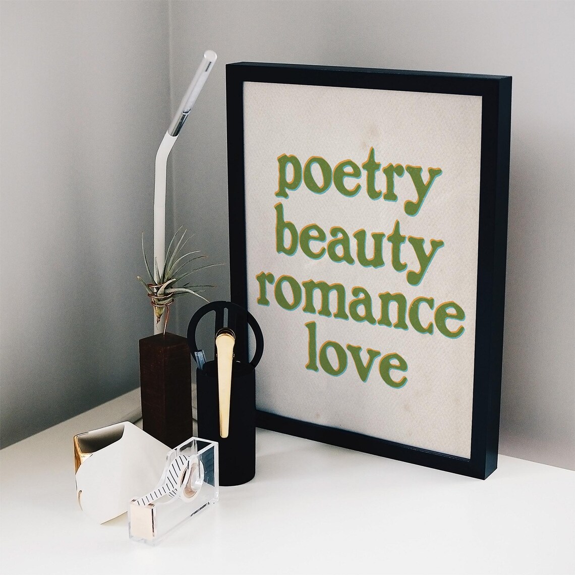 Poetry Beauty Romance Love Dead Poets Society Green Retro Quote Poster - Image 2