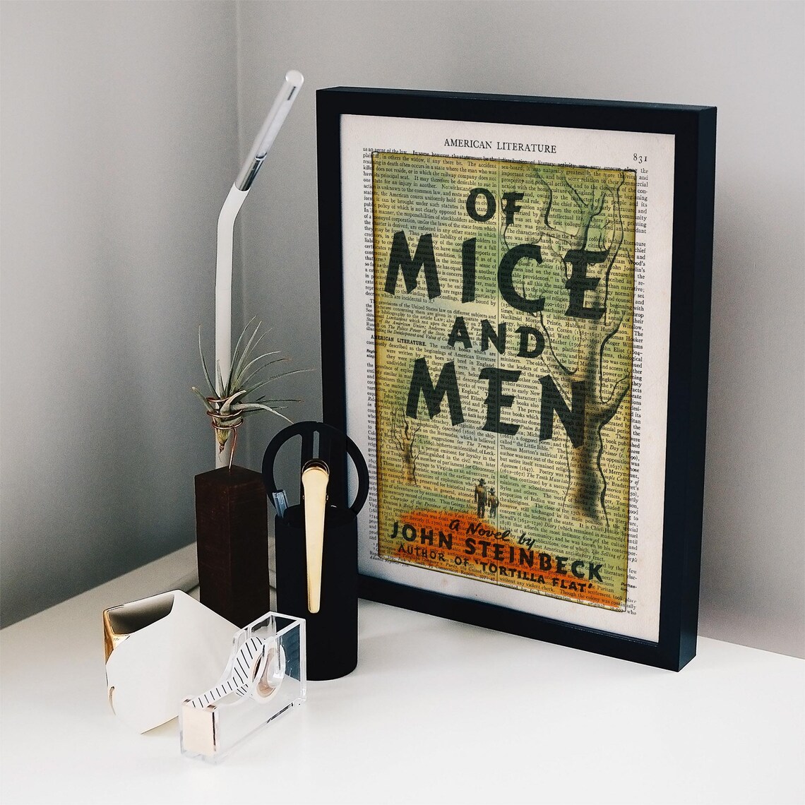 John Steinbeck Of Mice And Men Novel Vintage Book Page Art Print Poster - Image 2