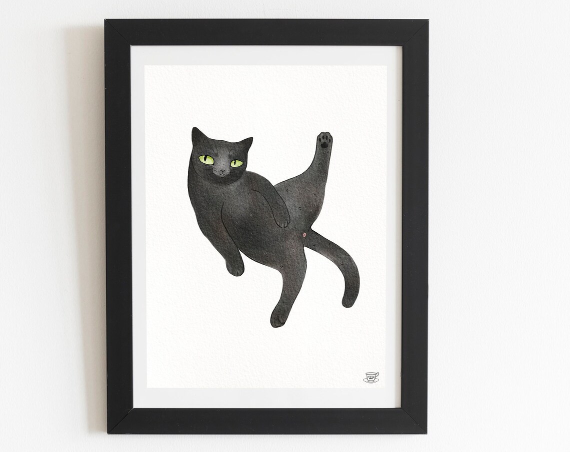 Black Cat - Funny Cat Art