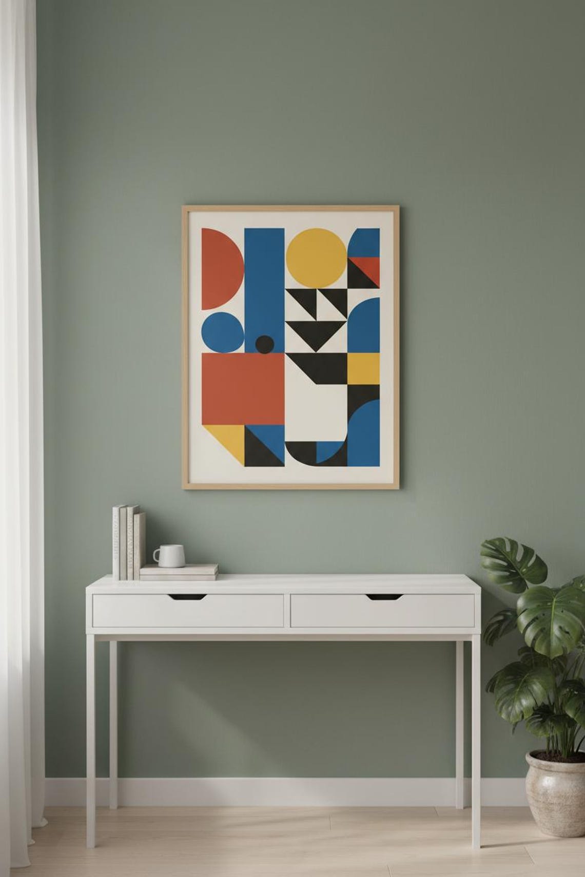 Bauhaus Geometric Collage Primary Colors Abstract Art Poster