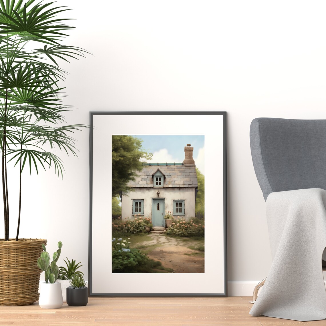Cottage Oil Painting Vintage Garden Art Print - Image 4