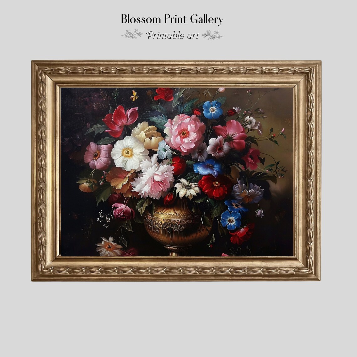 Dutch Masters Baroque Flower Bouquet Ornate Vase Painting Poster