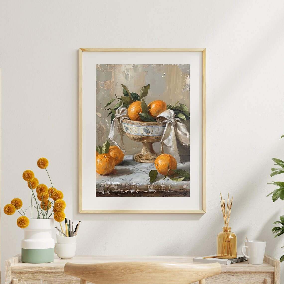 Moody Orange Vintage Fruit Still Life Art Print - Image 6
