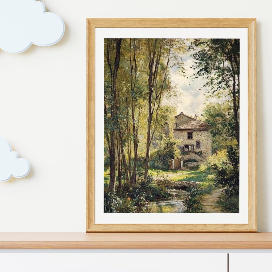 Farmhouse Oil Painting Vintage Rustic Landscape Wall Art Living Room Decor Cottagecore Country Landscape Wall Art Vintage Art 690 - Image 4
