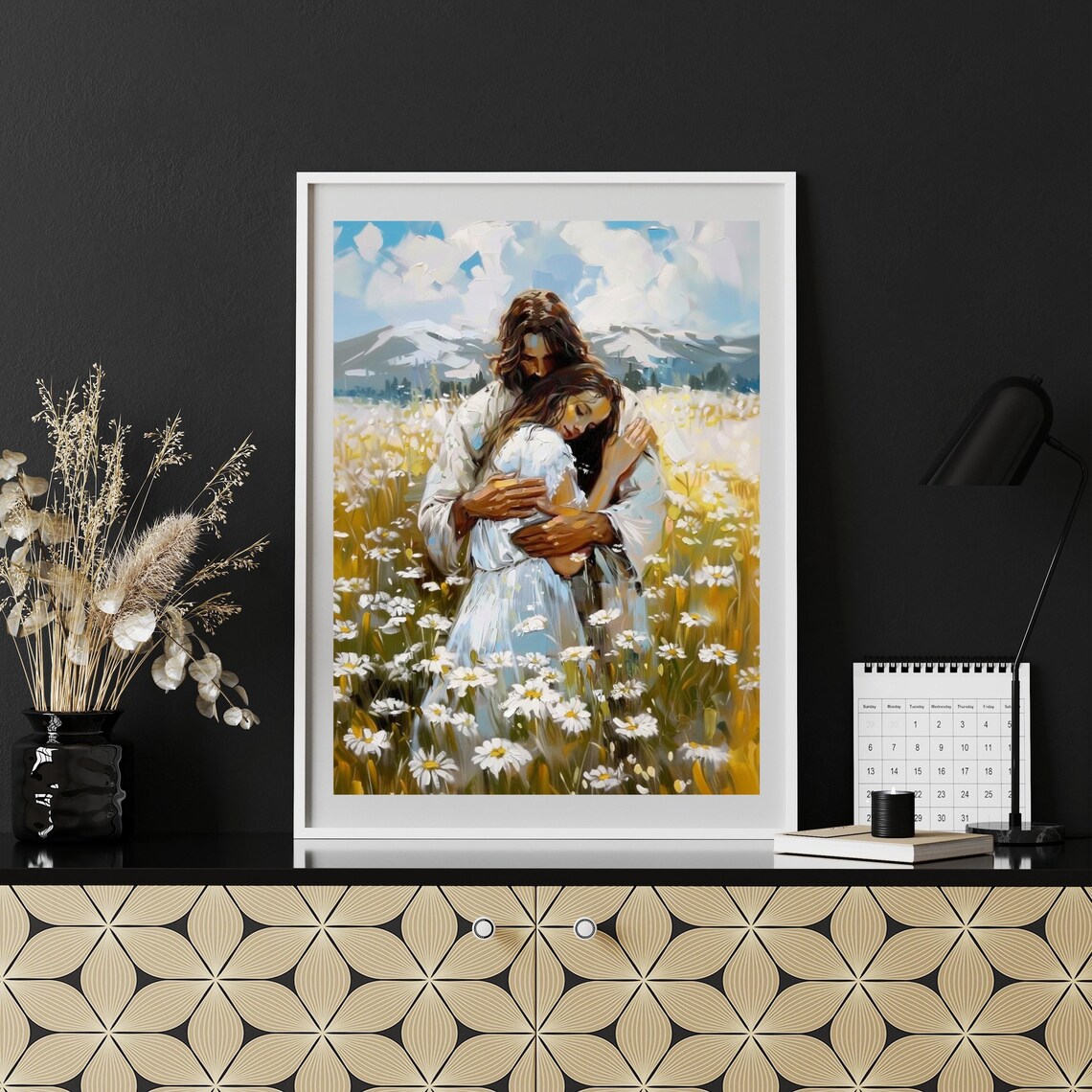 Jesus Hugging Woman, Christian Jesus Portrait - Image 3