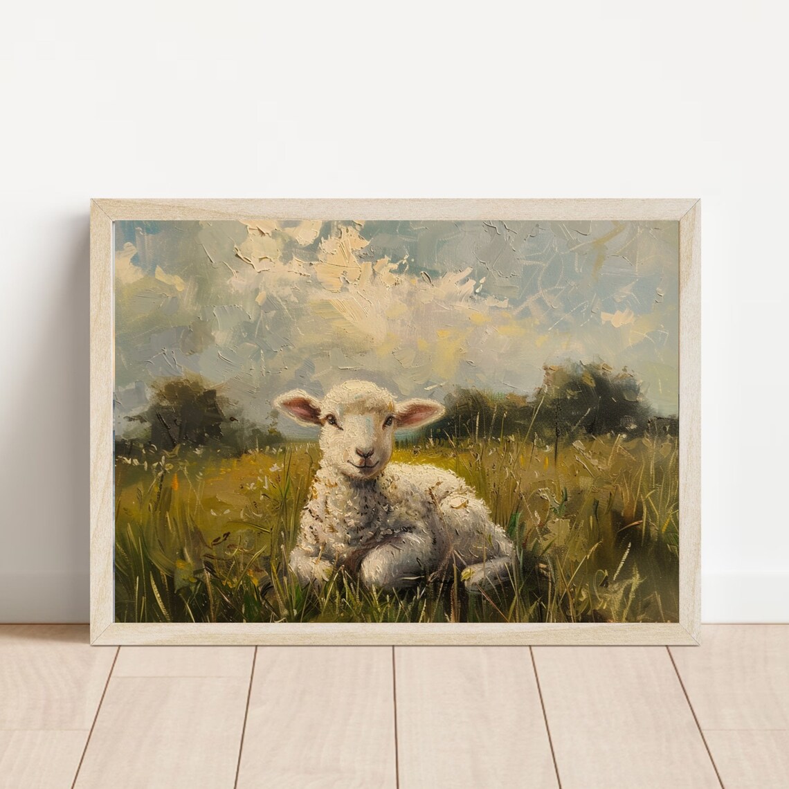 Easter Lamb Rustic Countryside Art Print - Image 6