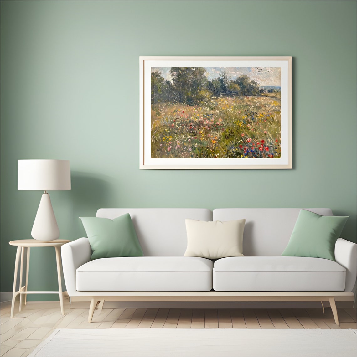 Blooming Wildflower Meadow Impressionist Oil Landscape Poster - Image 4