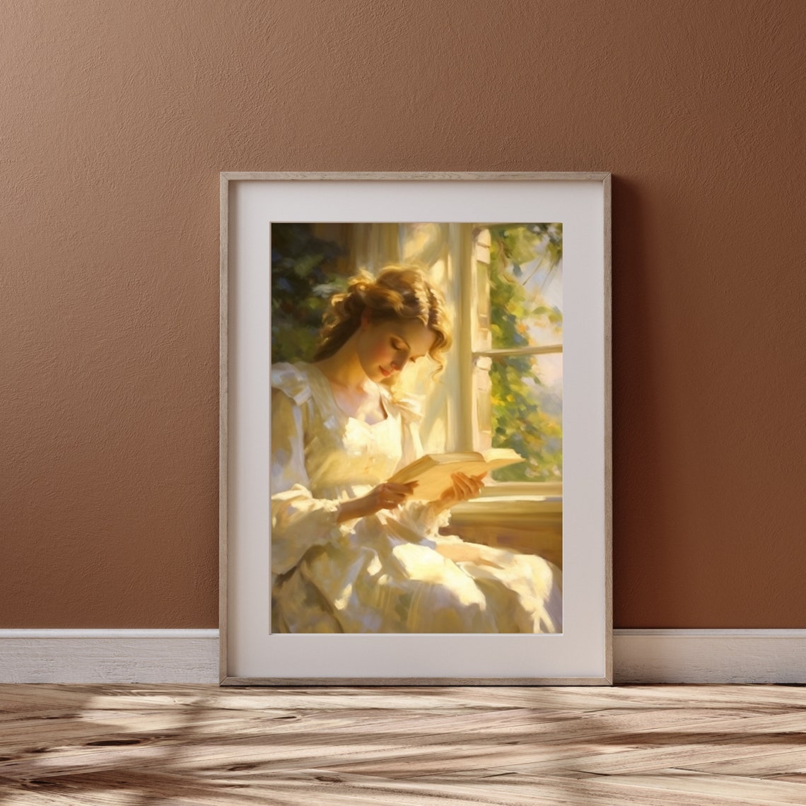 Woman Reading By Sunny Window In Cozy Vintage Room Art Poster - Image 2