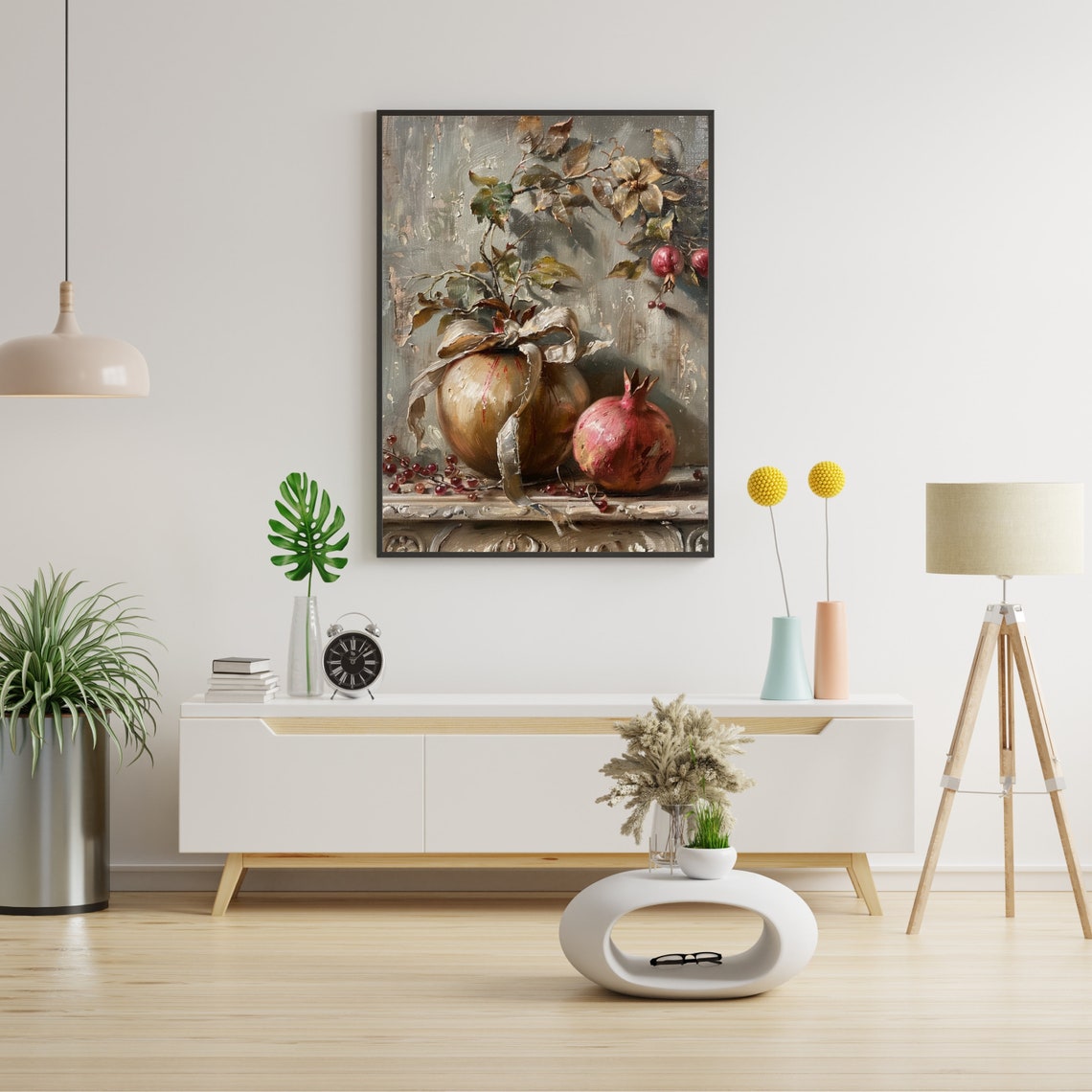 Pomegranate And Cherry Still Life Vintage Fruit Painting Poster - Image 6